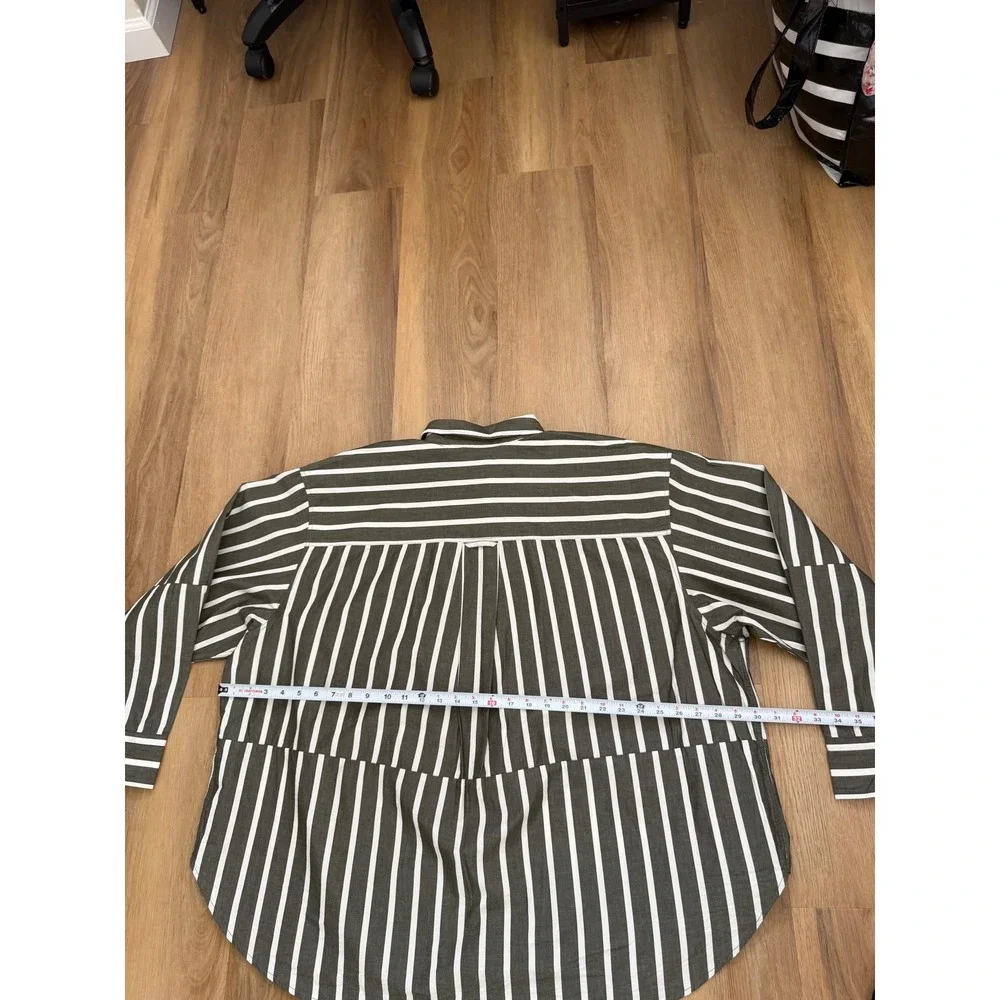 J.Crew Etienne Oversized offset Striped Button Down poplin Shirt 3X NEW preppy